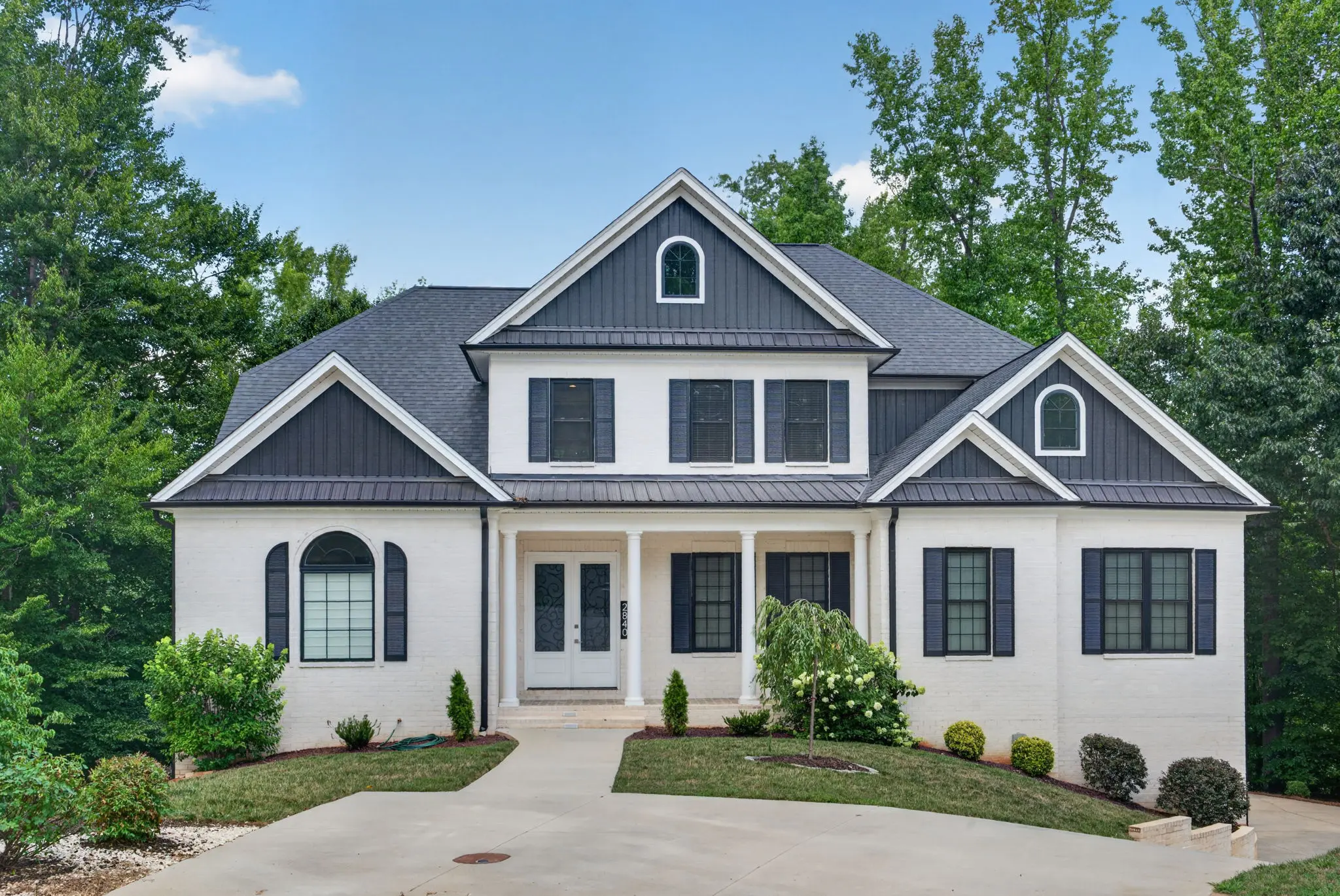Modern farmhouse, golden hour